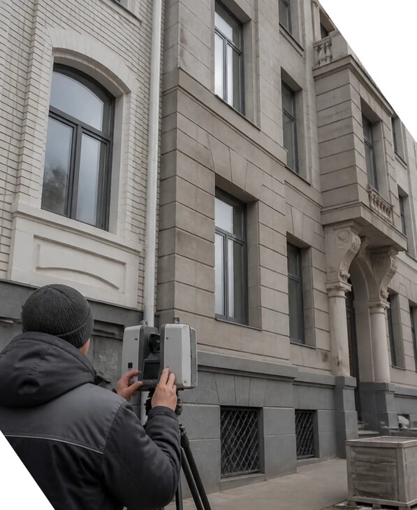 Лазерное сканирование фасадов зданий для обследования в Кунгуре